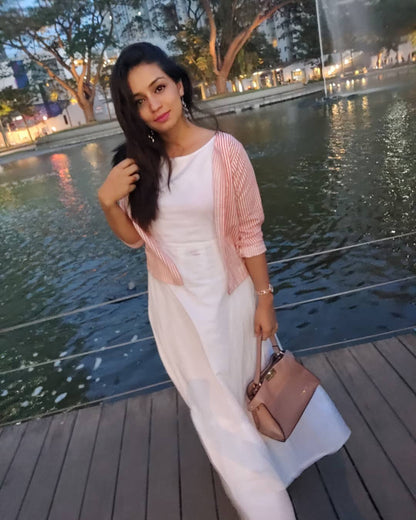 White Tier Jacket Dress Set