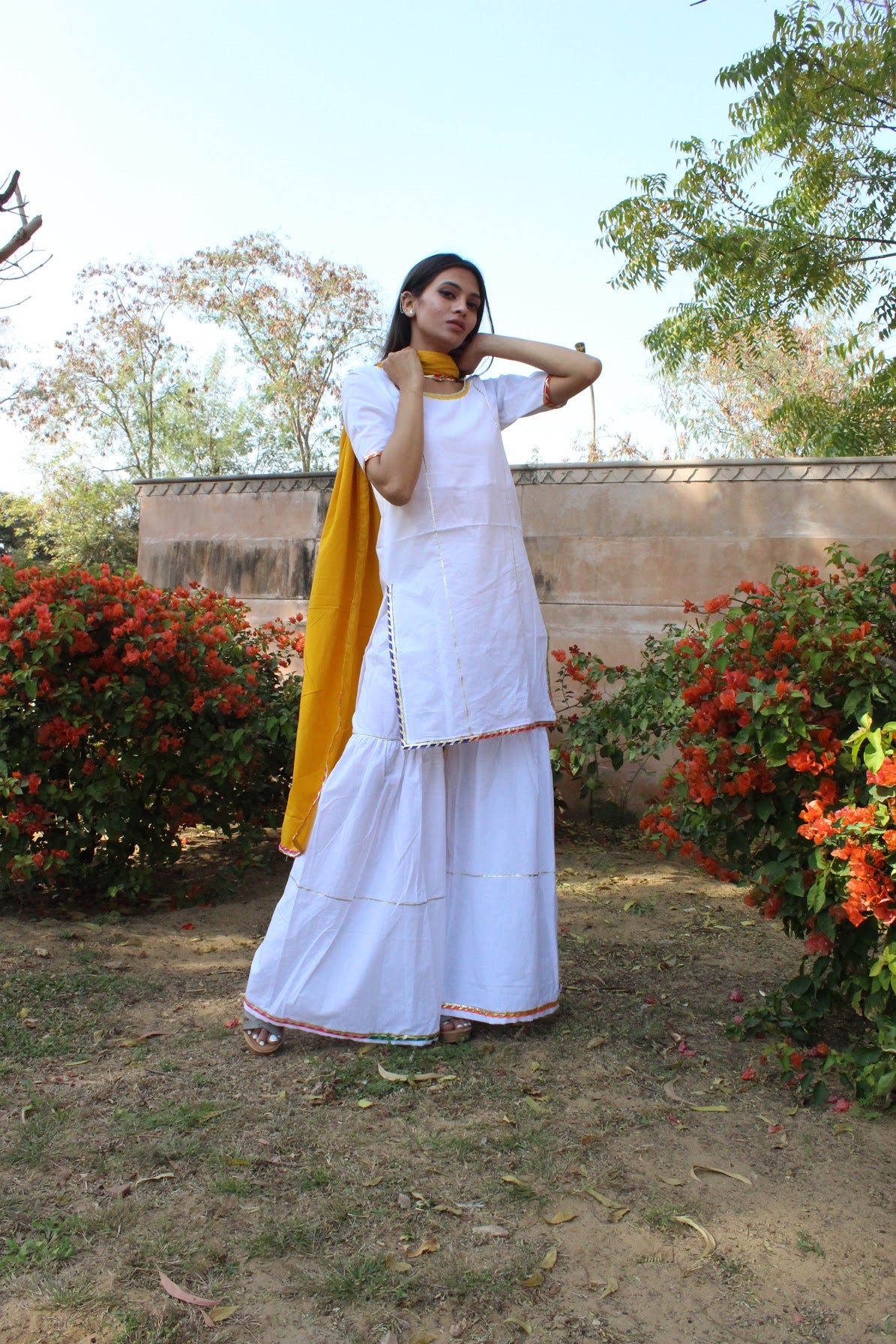 White Mustard Gota Sharara Set