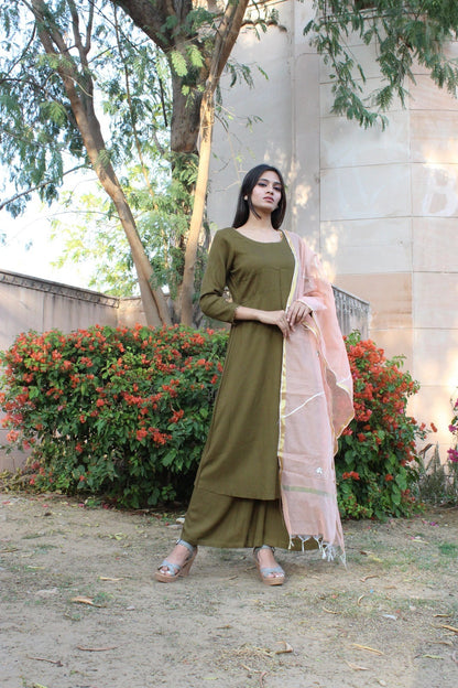 Olive Peach Suit Set