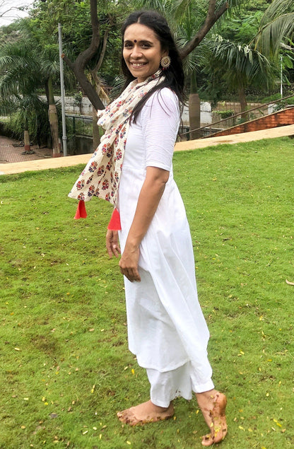 White Floral Suit Set