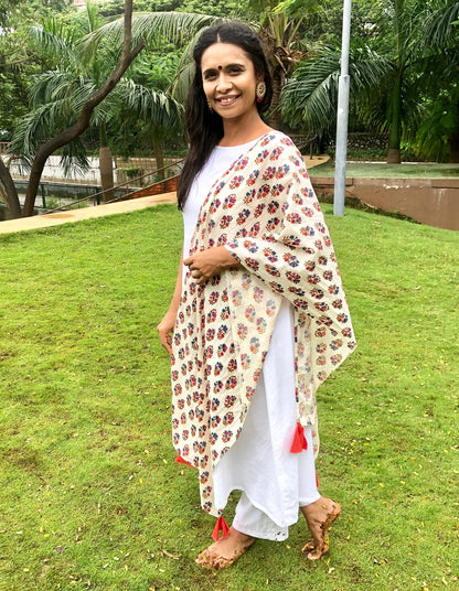 White Floral Suit Set