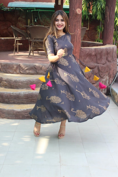 Gold Foil Tasseled Dress