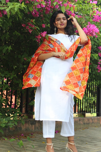 White Color Block Suit Set