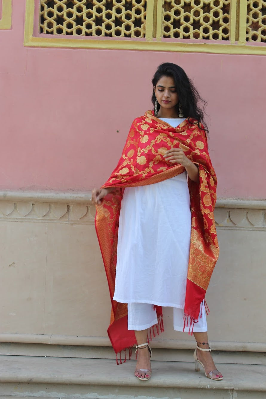 White Banarasi Suit Set