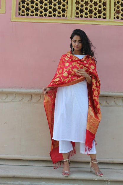 White Banarasi Suit Set