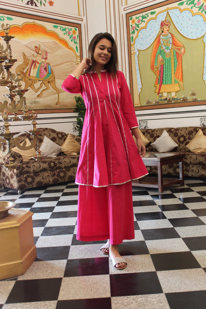 Pink Gota Tunic Kurta set