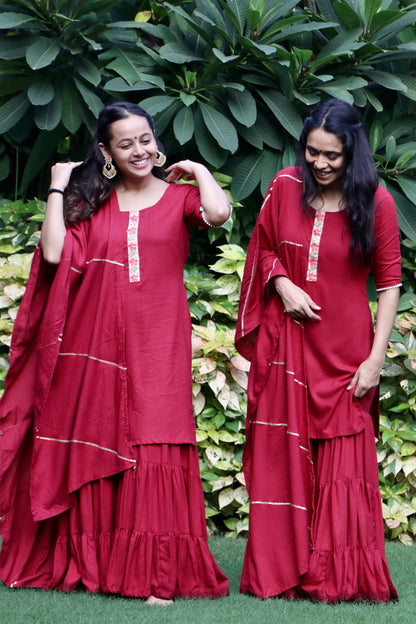 Maroon Delight Sharara set